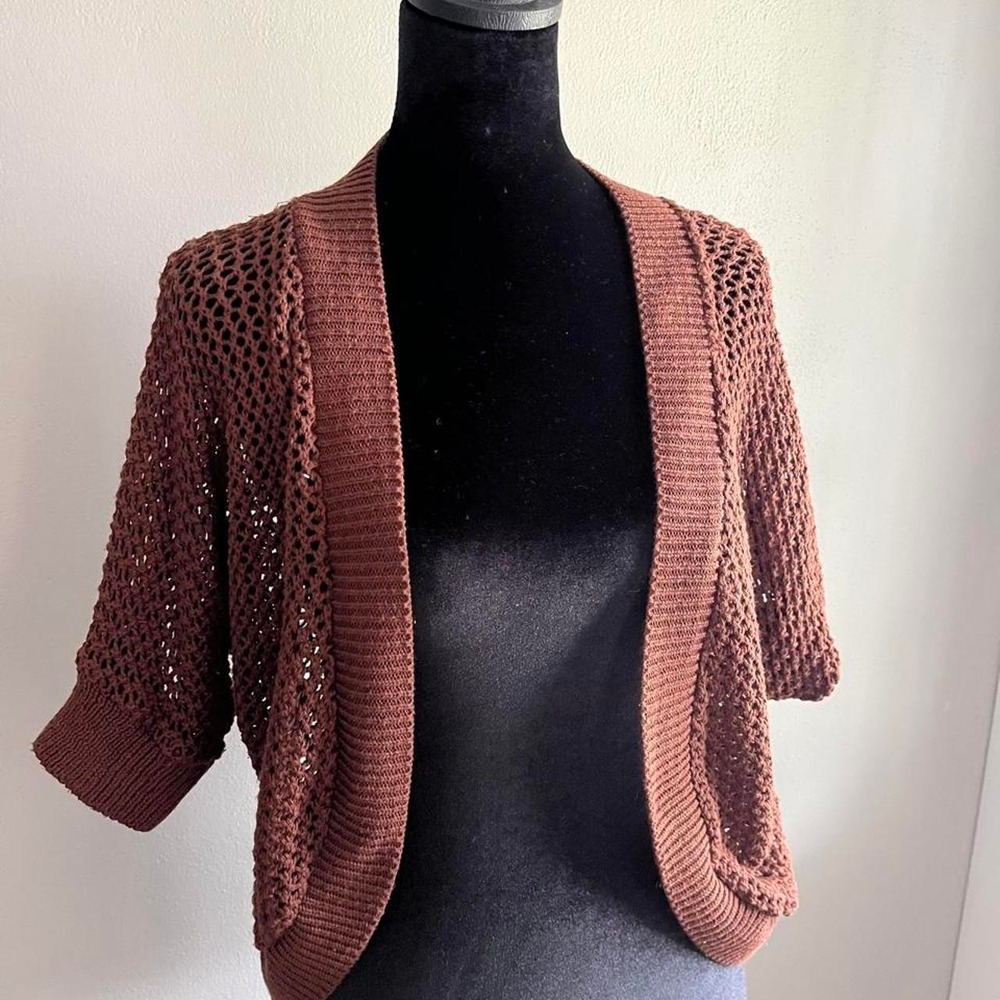 Brown Open Knit Cardigan